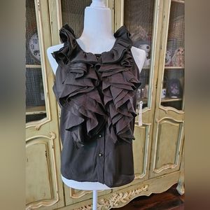 Robbi and Nikki olive green ruffled top